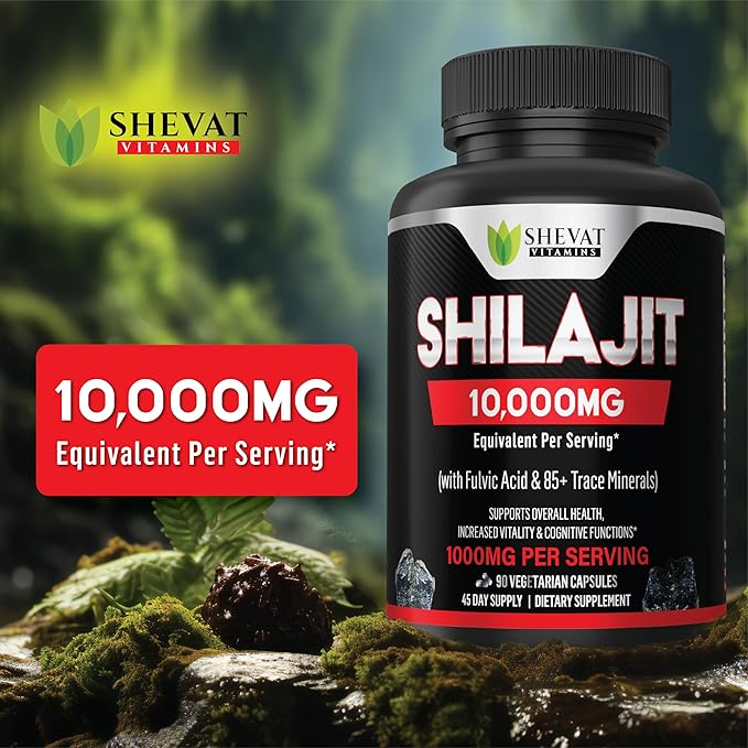 Shilajit Capsules 22000mg and 85+ Trace Minerals for Energy &Immune Support-Organic shilajit for Men & Women Non-GMO Shilajit Pills for Men, Made in USA (Packaging May Vary)