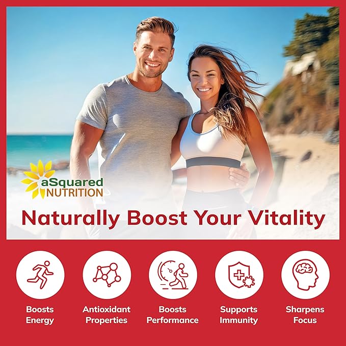 aSquared Nutrition Natural Korean Panax Ginseng (1000mg Max Strength)-90 Capsules Root Extract Complex (Red & White), High Dosage Ginsenosides in Seeds, Asian Powder Supplement,Tablet Pills for Energy