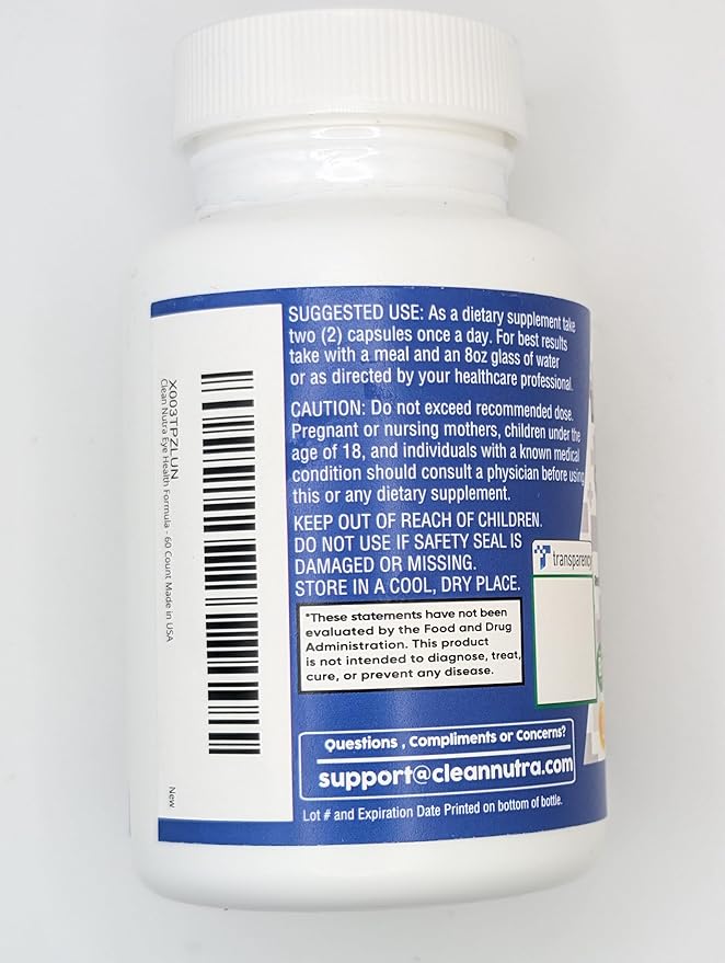 Clean Nutra Eye Vitamins with Bilberry Lutein and Zeaxanthin Supplements Lycopene 40mg Resveratrol Grape Seed Astaxanthin for Eyes - Eye Care Health Support Eye Vitamin and Mineral Supplement
