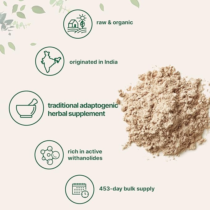 Micro Ingredients Organic Ashwagandha Root Powder | 2 Pound, No Filler, No Additives, Highly Purified | Active Withanolides, Adaptogenic Ayurvedic Herbal Supplements, No GMO, Gluten Free, India Origin