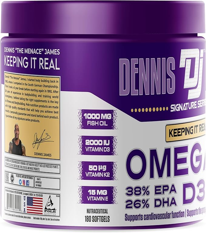 DENNIS JAMES Signature Series Omega-3 | D3+K2 | 180 Softgels