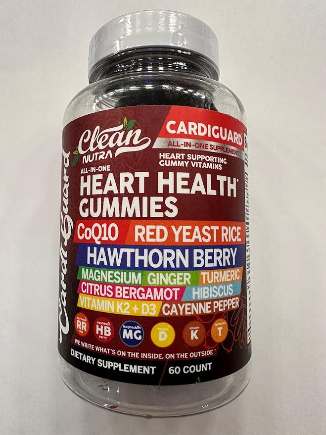 Clean Nutraceuticals Coq10 Gummies | Red Yeast Rice Hawthorn Berry Ginger Turmeric Citrus Bergamot Hibiscus Vitamin K2+D3 Magnesium Glycinate Cayenne Pepper Fenugreek Orange Flavor CardiGuard