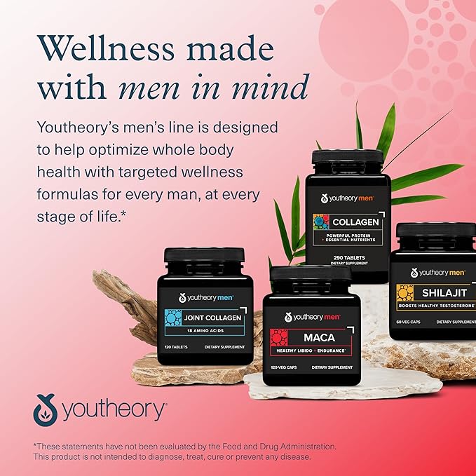 Youtheory Men's Maca - Vegan Maca Supplement for Men - Supports Energy, Stamina & Endurance* - Dairy, Soy & Gluten Free - 120 Vegetable Capsules