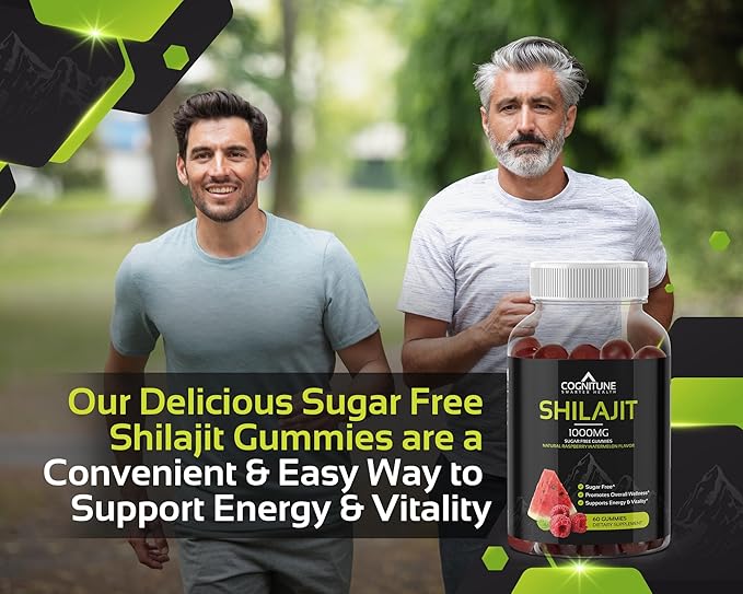 Shilajit Gummies - Pure & Potent Shilajit Supplement, 1,000mg per Serving, Sugar-Free Natural Raspberry Watermelon Flavor, Rich in Minerals, Fulvic Acid, Boost Energy, Vitality & Overall Wellness