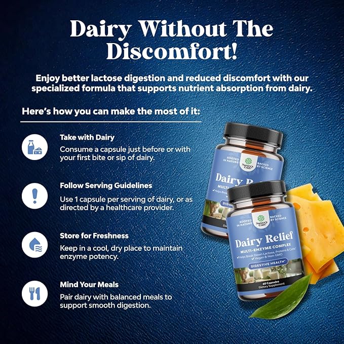 Lactose Intolerance Pills 120 Days Supply - Fast Acting Dairy Digestive Enzymes - Dairy Relief Pills for Digestion, Bloating, Gas and Carb Protein - Digestion Supplement for Lactose Intolerance Relief