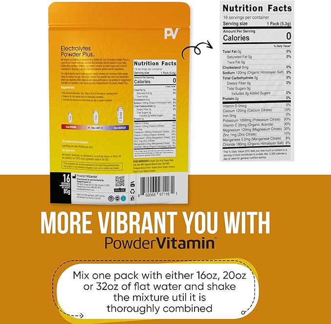 Electrolytes Powder Plus, Keto, Tangerine Pineapple, Sugar Free, Pink Himalayan Salt, 1000mg Potassium, 120mg Calcium, 120mg Magnesium, Non-GMO, Zero Calories, (16 Hydration Packets)
