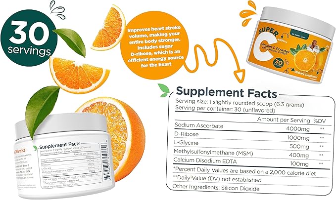 Dr. Keith's Own Super C - High Dose 4000mg Buffered Vitamin C Powder with D-Ribose, Glycine, MSM - Highly Absorbable, Stomach-Friendly, Daily Immune Support - Unflavored, 200 Grams Each (3 Pack)