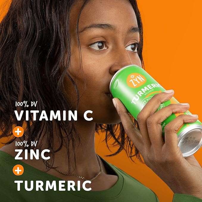ZYN Turmeric Wellness Drink (24 Pack), Mango Lychee Flavored Turmeric Curcumin Drink with Black Pepper, No Added Sugar, Low Carb & Low Calorie Drink, Clean Alternative