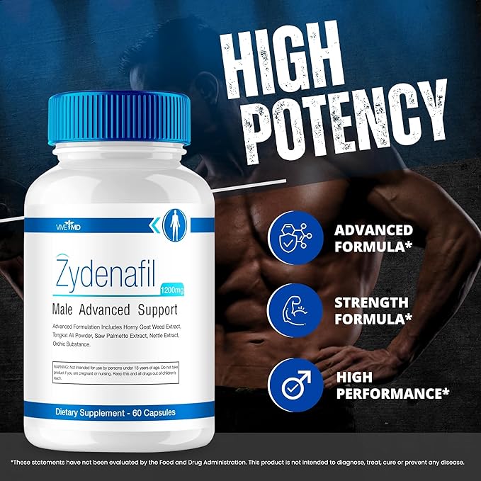 Zydenafil Pills for Men Advanced Formula - Zydenafil Male Pills - Zydenafil 1200mg for Maximum Strength with Tongkat Ali, Saw Palmetto, Horny Goat Weed Reviews (60 Capsules)
