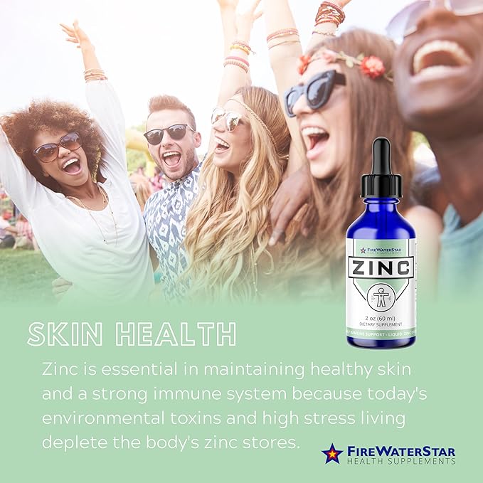 FWS Zinc Supplements - Liquid Zinc Drops for Men, Women, Kids - Organic, Non-GMO, Vegan - Supports Immune Health, Skin, and Overall Wellness - 2 oz