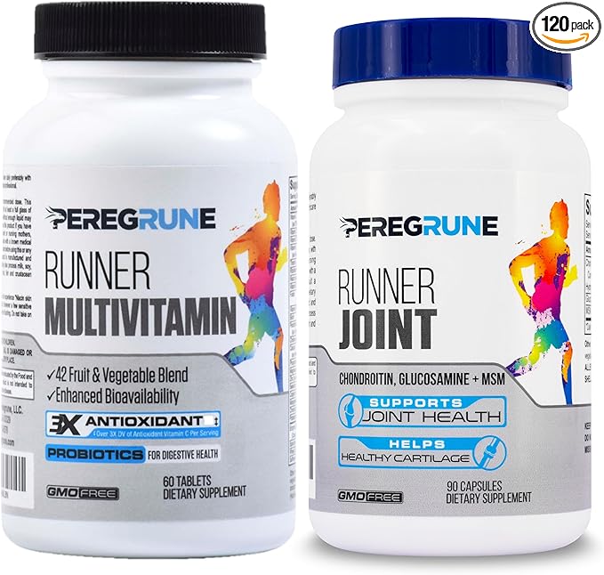 Runner Multivitamin & Joint Support Supplement – Antioxidants, Vitamin B Complex, Probiotics for Health, Energy, Endurance, Recovery - Glucosamine Chondroitin, MSM – GMP Running Supplements