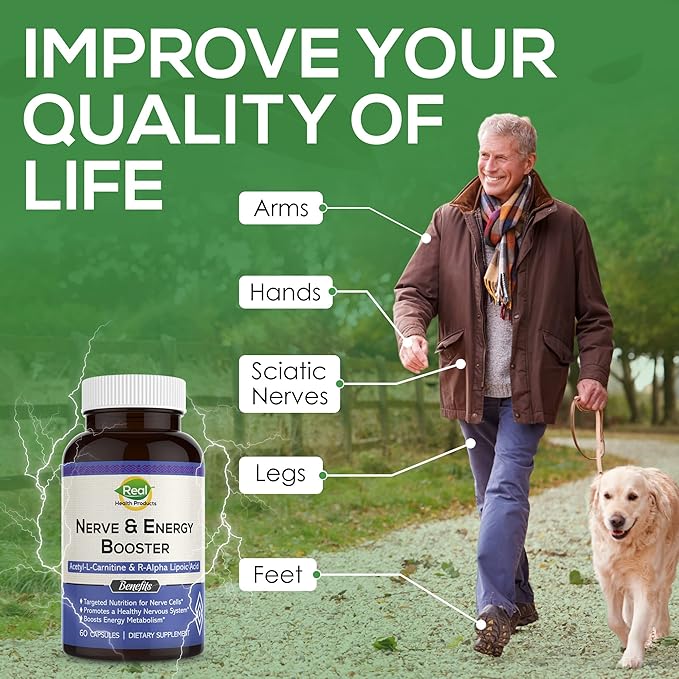 Acetyl L-carnitine 1000mg & R-Alpha Lipoic Acid 300mg Capsules - Nerve & Energy Booster Ala Supplement & Carnitine Supplement - Cardiovascular, Cognitive Function & Antioxidant Support