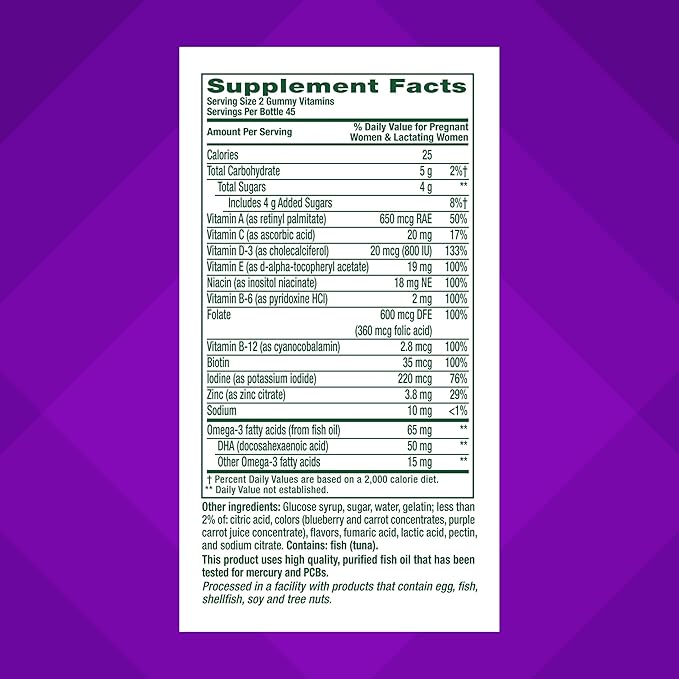 vitafusion PreNatal Gummy Vitamins, Raspberry Lemonade Flavored, Pregnancy Vitamins for Women, With Folate and DHA, America’s Number 1 Gummy Vitamin Brand, 45 Day Supply, 90 Count (Pack of 1)