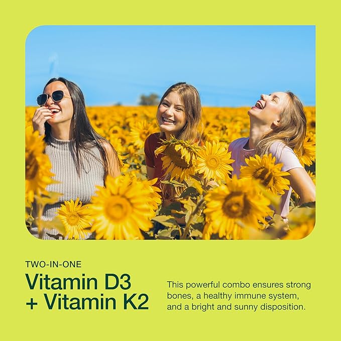 Fresh Nutrition Vegan Vitamin D3 + K2 Capsules - 5000 IU D3 + 100mcg K2 as MK-7 for Optimal Absorption - Immune Health, Bone Health, Mood - Non GMO - 90 Capsules, 3 Month Supply