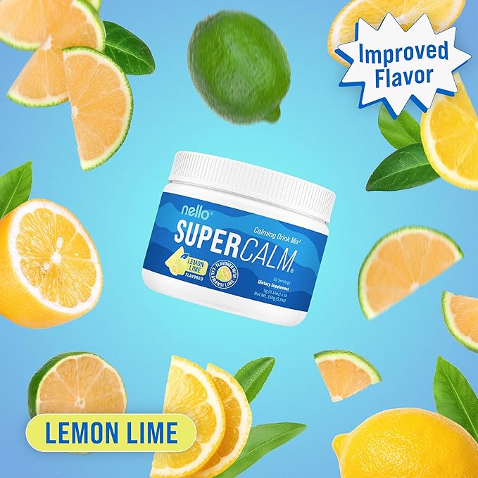 Supercalm Powdered Drink Mix, Lemon Lime, L Theanine, Ksm-66 Ashwagandha, Magnesium Glycinate, Vitamin D 3, Supplements for Relaxation & Focus, Natural, No Sugar, Non GMO, 30 Srvgs
