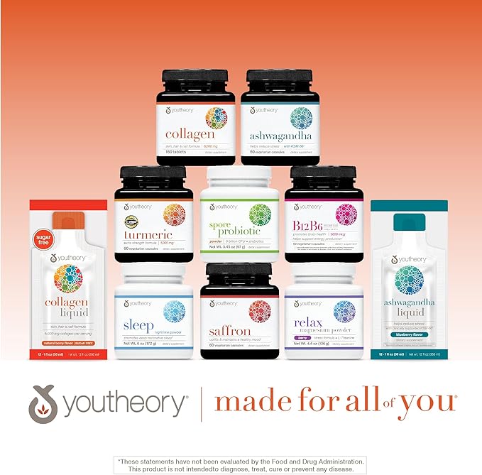 Youtheory Advanced Collagen - 6,000 mg - with Vitamin C - for Hair, Skin & Nails* - Collagen Supplements for Women and Men - 120 Tablets