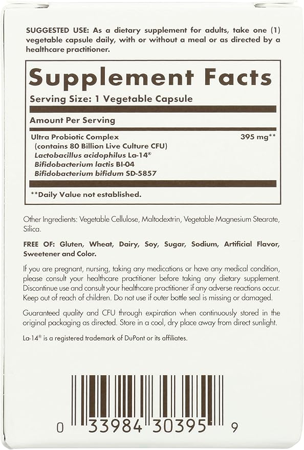Solgar Advanced Probiotic Complex, 30 Vegetable Capsules - 80 Billion CFU Multi Strain Probiotic - Everyday Care for Digestive & Immune Systems - Non-GMO, Vegan, Gluten & Dairy Free, 30 Servings