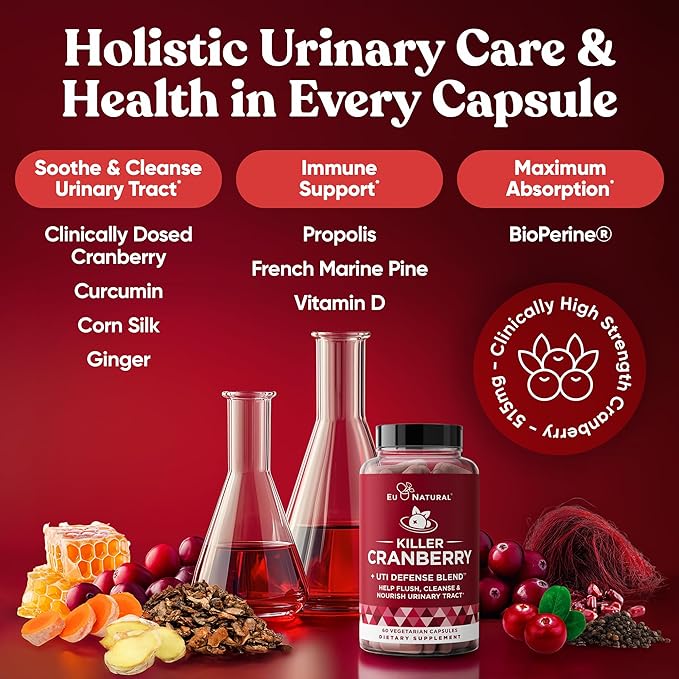 Urinary Tract Supplement Duo, Killer Cranberry Capsules & Urinary Harmony Gummies - UT Defense blends, D-mannose & Hibiscus + Cranberry, Pine Bark, Propolis & Vitamin D, Clinical Strength Ingredients