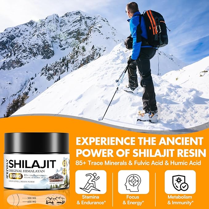 Shilajit Resin, Shilajit for Men & Women, Shilajit Pure Himalayan Organic - 600mg Potency Gold Grade, with 85+ Trace Minerals, Fulvic & Humic Acid, for Stamina, Immunity & Strength, 83 Servings (50g)