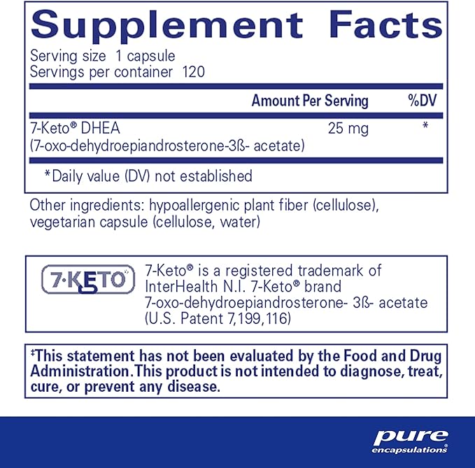 Pure Encapsulations 7-Keto DHEA 25 mg | Unique DHEA Metabolite Supplement to Support Thermogenesis* | 120 Capsules