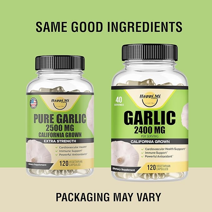 Garlic Capsules 2400mg - Made with Organic Garlic Bulbs, California US Grown - Natural Immune Support Supplement 40 Day Supply