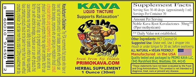 Drops | Natural Kava from Fiji | Fast Acting Kava Root Extract for Calming & Relaxation | 50 mg Potent Kavalactones | 1 oz