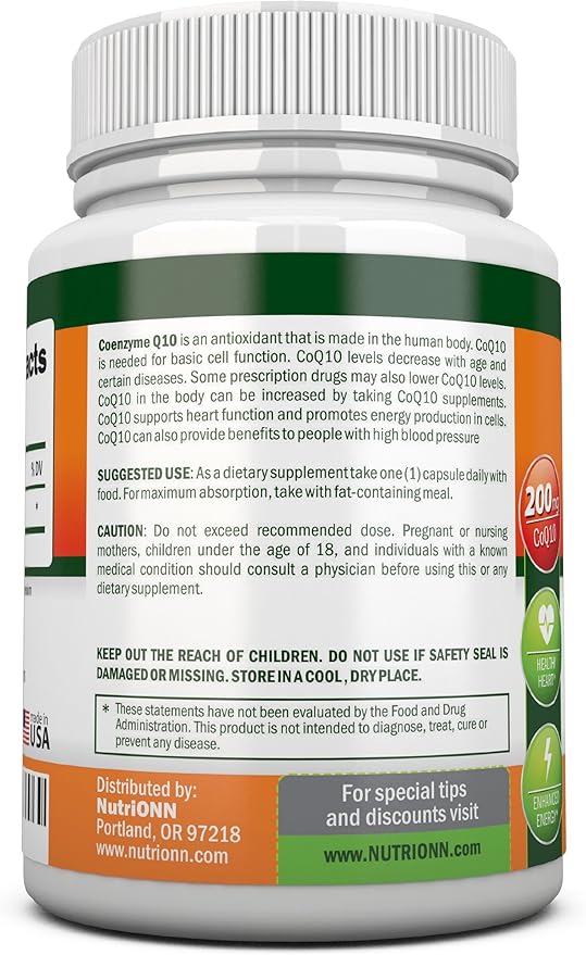 CoQ10 200mg (Double Strength), 120 Capsules - High Absorption Coenzyme Q10 - Scientifically Proven Extra Strength CoQ10 Ubiquinone - 4 Month Supply