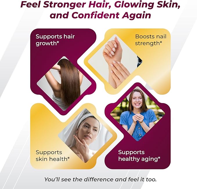 GriMed BIOTIN with Collagen + Keratin 7,275mg Strong Nails & Hair, Radiant Skin, Healthy Aging- USA Made & Tested (150 Count (Pack of 1))