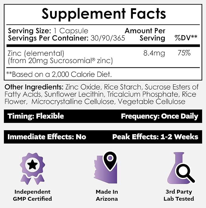Nootropics Depot MicroZinc Capsules | 20mg | Optimized Zinc Supplement | 30 Count