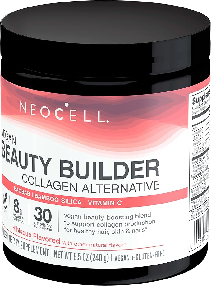 NeoCell Vegan Beauty Builder Collagen Alternative; Plant-Based Vegan Collagen-Booster Supports Collagen Production; Hibiscus Flavored; 8 g Powder/Serv; 30 Servs; 8.5 Oz,* (Pack of 2)