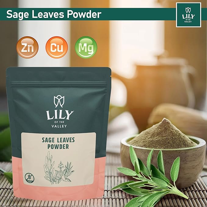 Lily of the Valley Sage Leaf Powder - Ground Dried Sage leaves - Seasoning Herb Spice - No Fillers & No Additives - Great for Cooking - Vegan & Gluten-Free - Packed in Resealable Pouch (16oz, 453g)