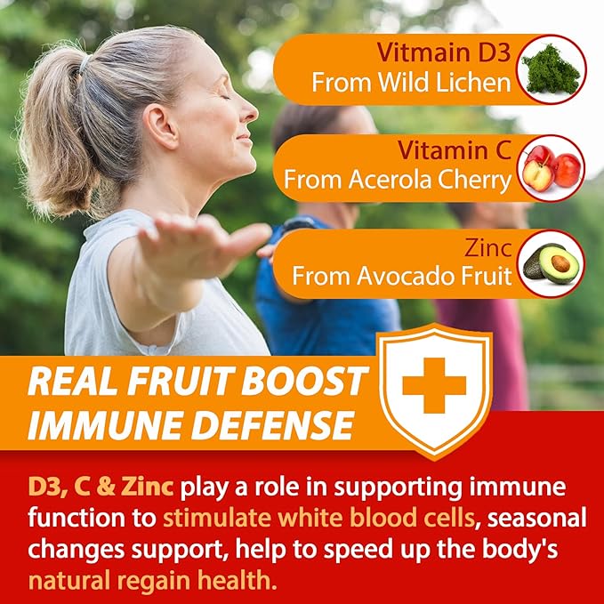 Bundle: Sugar Free Vitamin C + D3 + Zinc Gummies for Adults & Melatonin 10mg 20mg Night Time Metabolism Sleep Gummies