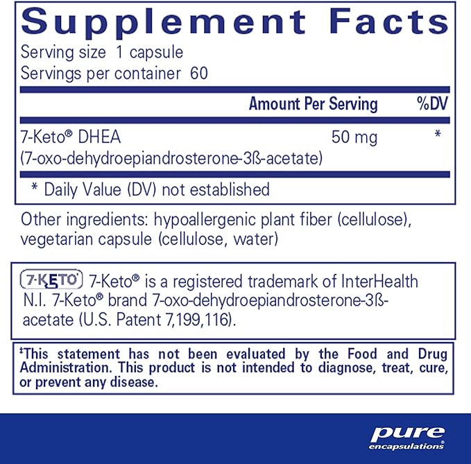 Pure Encapsulations 7-Keto DHEA 50 mg | Unique DHEA Metabolite Supplement to Support Thermogenesis and Healthy Body Composition* | 60 Capsules