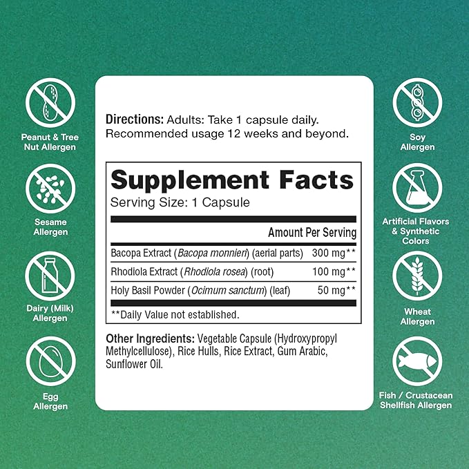 One A Day Cognitive Supplement – Brain Supplement to Support Cognitive Performance for Men and Women with Bacopa. Also includes Rhodiola, & Holy Basil, 30 Capsules (Packaging May Vary)