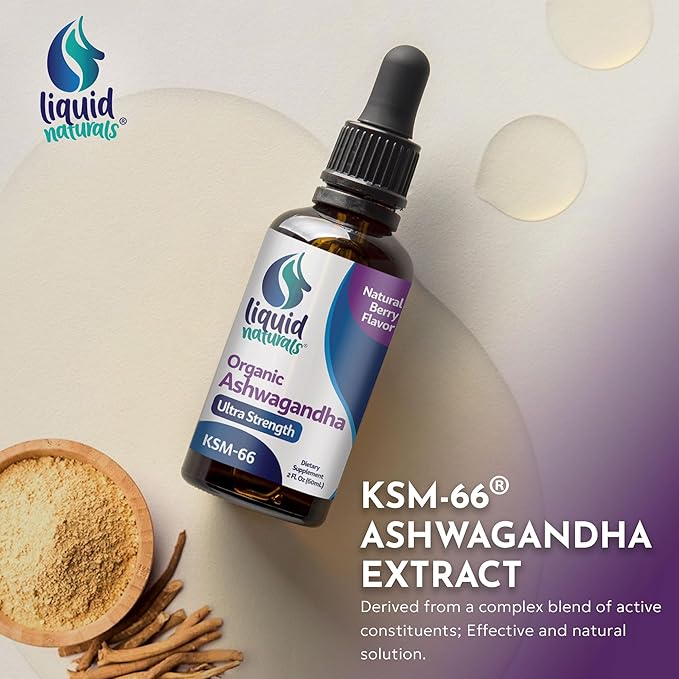 Ashwagandha KSM 66 Drops, 2000mg Natural Berry Flavor - Ashwagandha Supplements for Women, Ksm-66 Ashwaganda Extract for Immune Support, Performance, Heart Health - 60 Servings