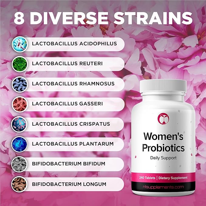 Probiotics for Women Supplement 240 Tablets 3 Billion CFU Made in The USA (240, Women's Probiotics)