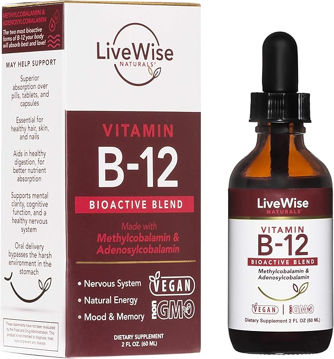 Liquid B12 Vitamin Sublingual – All-Natural Liquid Vitamin Vegan B12 Drops – Non-GMO Adenosylcobalamin Methylcobalamin B12 Supplement – Boost Your Immune System, Metabolism, Energy and Focus!