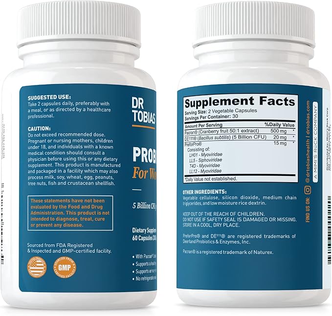 Dr. Tobias Oregano and Caprylic Acid Blend and Probiotics for Women - Supports Gut, Immune, and Urinary Health, Non-GMO