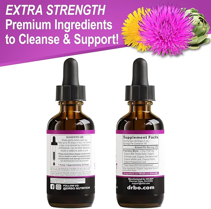 Liver Cleanse Detox & Repair Organic - Natural Liver Support Supplement Liquid Drops, Milk Thistle Dandelion, Chanca Piedra Extract, Artichoke - Gallbladder Health Formula Supplements Liquid Drops 2oz