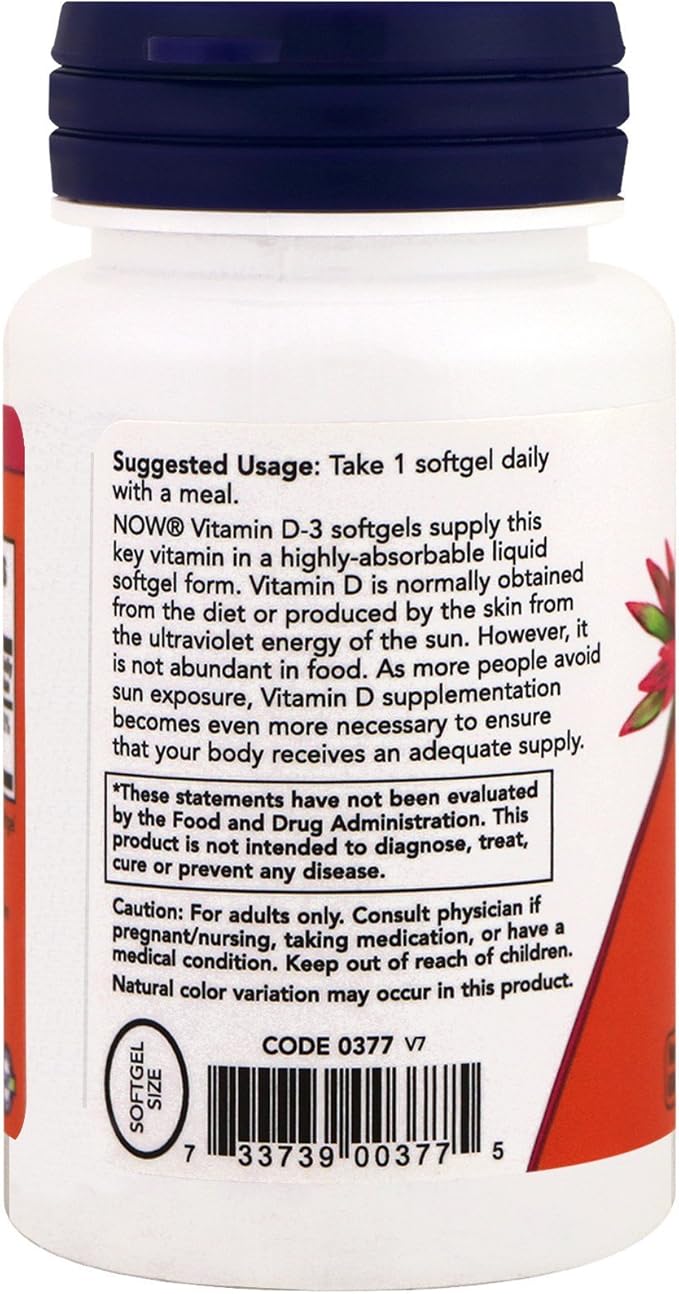 Now Foods Now Foods Vitamin D-3, 50 mcg (2,000 IU), 240 Softgels, 3 Pack