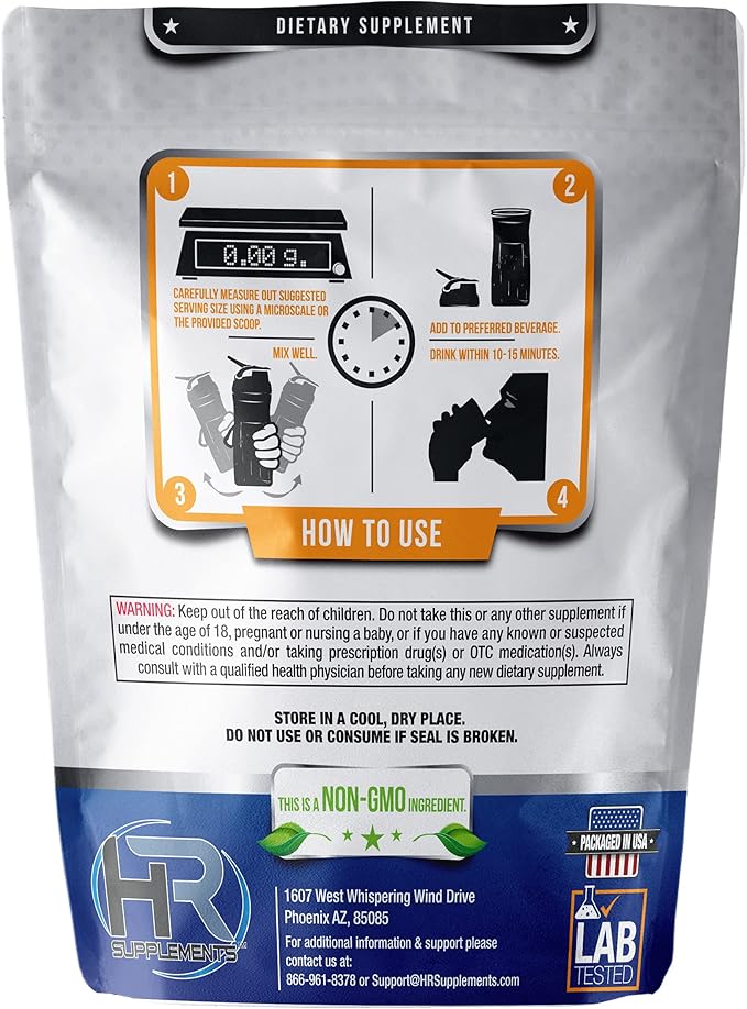 HR Supplements Creatine Monohydrate Micronized Powder, 1 Kilogram (2.2 Lbs)