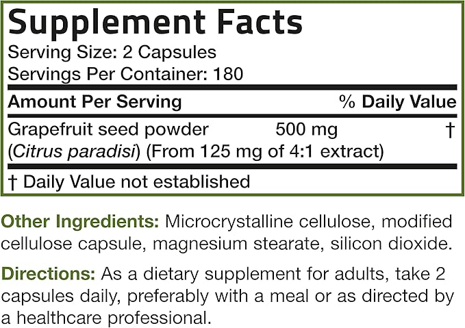 Bronson Grapefruit Seed Extract 500 MG per Serving Citrus Paradisi Supports Immune Health & Helps Maintain a Healthy Gastrointestinal Tract - Non-GMO, 360 Vegetarian Capsules