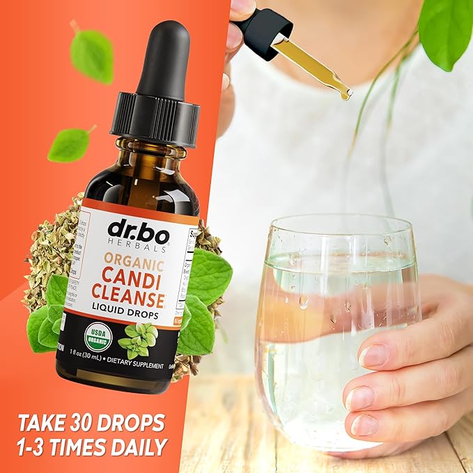 Candida Cleanse Detox for Women & Men - Candi Detox Support Supplement Pills, Anti Overgrowth Gut Balance Probiotic Flora Complex Supplements - Organic Oregano Oil Drops Liquid & Black Walnut Wormwood