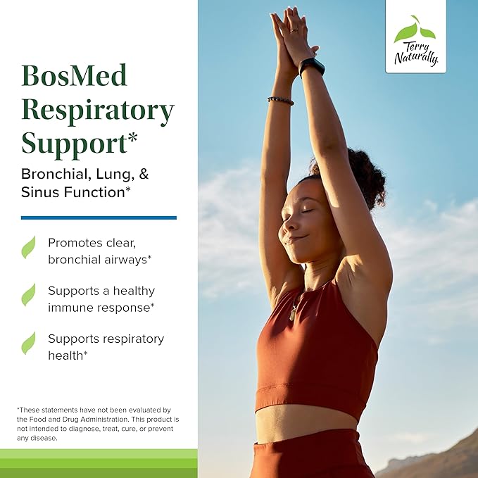 Terry Naturally BosMed Respiratory Support - Respiratory Support Supplement - Herbal Supplement for Lung Support - Healthy Lung Supplement for Clear Bronchial Passages - 60 Softgels (Pack of 2)