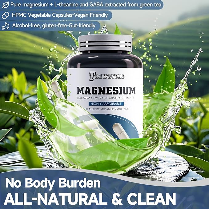 Triple Magnesium Complex 1200mg for Sleep - Magnesium Glycinate 500mg, Citrate & Malate with 200mg L-Theanine for Sleep, Calm & Stress Relief, 120 Capsules, 2-Month Supply