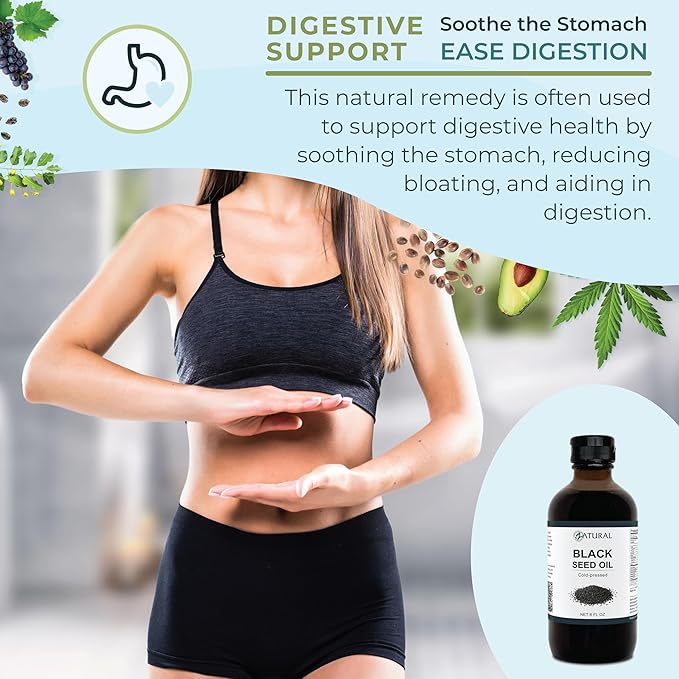 Zatural Black Seed Oil Nigella Sativa Cold Pressed Cumin Oil Digestion, Skin, Brain, Immune, Joints & More (8 Fl Oz)