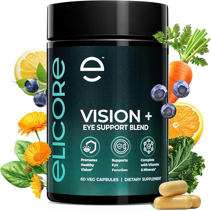 Vision+ Eye Support Blend - Eye Vitamins and Mineral Supplement with Lutein, Zeaxanthin, Bilberry Extract, Vitamins A, C & E, Zinc & Copper - Support Eye Health & Clear Vision – 60 Veg Caps