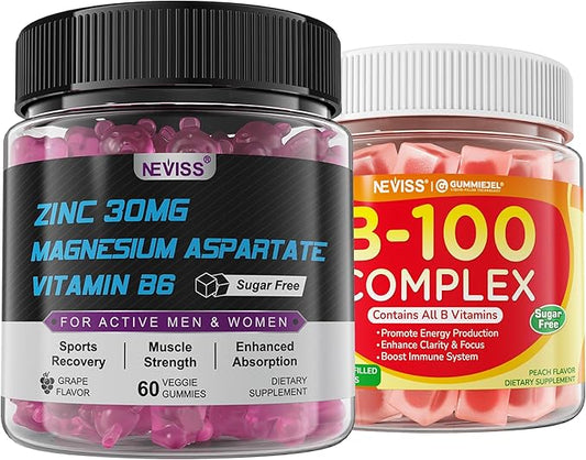 NEVISS Super Vitamin B Complex Gummies with Zinc Magnesium Supplement for Men and Women