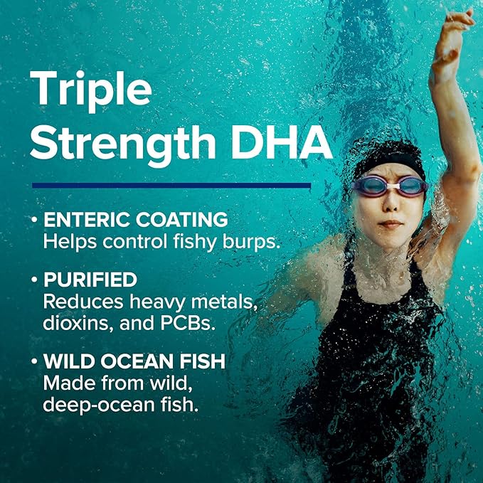 GNC Triple Strength DHA 1000 Omega 3 Supplement, 1000mg DHA, Supports Brain Development and Healthy Vision, 45 Softgels