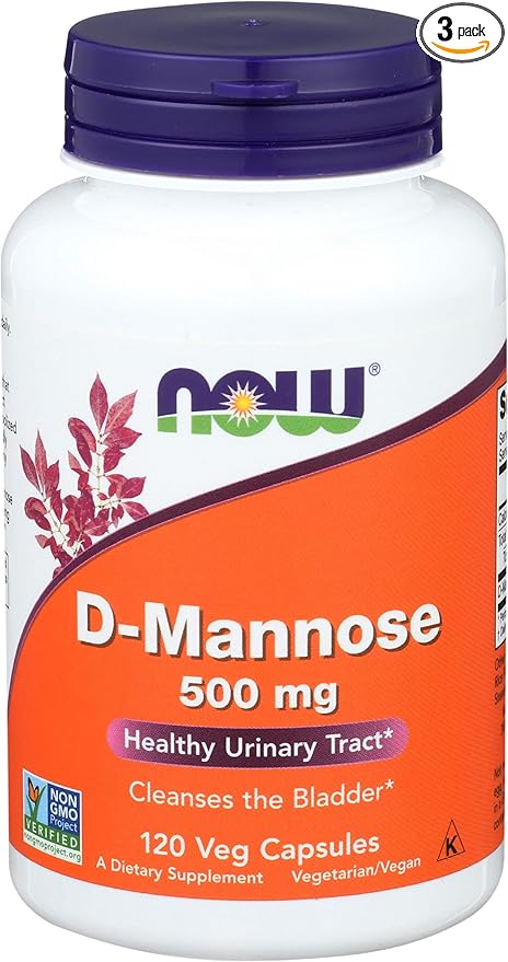Now Foods D-Mannose, 120 Caps 500 mg (Pack of 3)